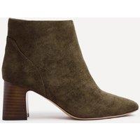 Linzi Women's Cove Khaki Faux Suede Soft Square Toe Block Heel Ankle Boot | Size: 5-Standard Fit