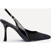 Linzi Women's Wink Black Faux Suede Two Tone Court Heel | Size: 4-Standard Fit