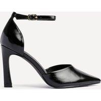 Linzi Women's Moira Black Faux Leather V Cut Court Heels | Size: 4-Standard Fit