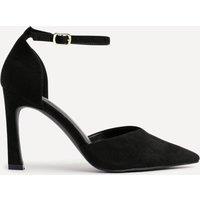 Linzi Women's Moira Black Faux Suede V Cut Court Heels | Size: 7-Standard Fit