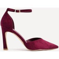 Linzi Women's Moira Burgundy Faux Suede V Cut Court Heels | Size: 4-Standard Fit