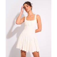 Public Desire Women's Ruched Detail Mini Skater Dress Ivory | Size: 8