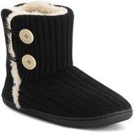 VIVA Polar Women's Memory Knitted Faux Fur Rubber Sole Winter Slippers in Black | Size: 3