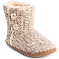 VIVA Polar Women's Memory Knitted Faux Fur Rubber Sole Winter Slippers in Beige | Size: 4