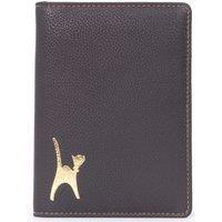 Catwalk Collection Handbags Women's Skye Leather Passport Holder With Embossed Cat in Brown | Size: Small