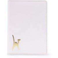 Catwalk Collection Handbags Women's Skye Leather Passport Holder With Embossed Cat in White | Size: Small