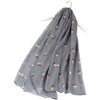 Animal Crackers Women's Jack Russell Terrier Dog Design Lightweight Scarf in Grey