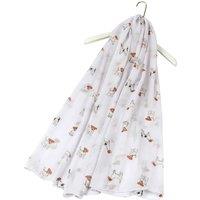 Animal Crackers Women's Jack Russell Terrier Dog Design Lightweight Scarf in White