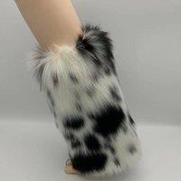 PEACH ACCESSORIES Women's Cosy Paws Faux Fur Leg Warmers in Black