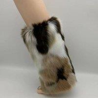 PEACH ACCESSORIES Women's Cosy Paws Faux Fur Leg Warmers in Taupe