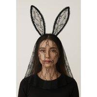Madein Women's Black Lace Bunny Ears Halloween Veil Headband