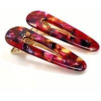 Lemon Daisy Accessories Women's Set of 2 Waterdrop Plum Hair Clips in Purple
