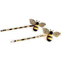 Lemon Daisy Accessories Women's Gold Bumble Bee Hair Slides, Crystal Bee Bobby Pins, Cute Statement Hair Clips, Elegant Insect Hair Accessories