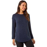 Roman Women's Nep Fabric Curved Hem Jumper in Midnight | Size: 12