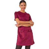 Roman Women's Faux Suede Button Shift Stretch Dress in Wine | Size: 16