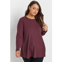 Yours Women's Ribbed Swing T-Shirt in Purple | Size: 14