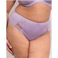 Adella Women's Kin Full Brief Lace Detail Mesh Knickers in Purple | Size: 14