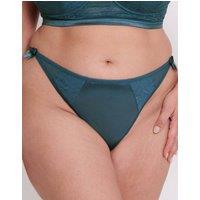 Liaison Women's Midtown Tanga Brief Lace Detail Knickers in Blue | Size: Large