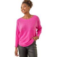 Roman Women's Embellished Stripe Knit Jumper in Cerise