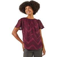 Roman Women's Jacquard Zig Zag Top in Wine | Size: 18