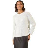 Roman Women's Bow Back Metallic Knit Jumper in Ivory | Size: 20