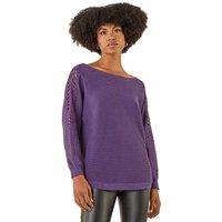 Roman Women's Shimmer Leaf Knit Jumper in Purple
