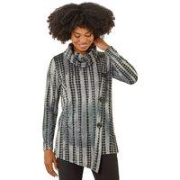 Roman Women's Cowl Neck Buttoned Top in Grey | Size: 10