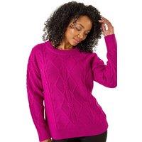 Roman Women's Petite Cable Knit Jumper in Magenta | Size: 14