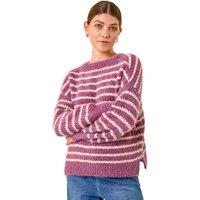 Roman Women's Fluffy Stripe Knit Jumper in Purple | Size: 18