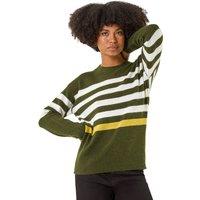 Roman Women's Stripe Crew Neck Knit Jumper in Green | Size: 14