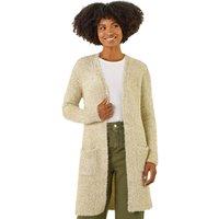 Roman Women's Metallic Longline Knit Cardigan in Gold | Size: 16