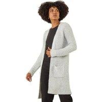 Roman Women's Metallic Longline Knit Cardigan in Silver | Size: 18