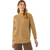 Roman Women's Side Buttoned Knit Jumper in Tan | Size: 10