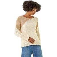 Roman Women's Colour Block Knit Jumper in Cream | Size: 14