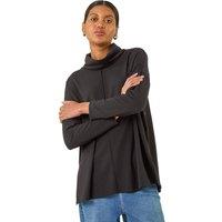 Roman Women's Cowl Neck Snit Top in Black | Size: 16