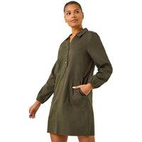 Roman Women's Collared Shift Shirt Dress in Khaki | Size: 10