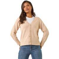 Roman Women's Buttoned Soft Knit Cardigan in Beige | Size: 20