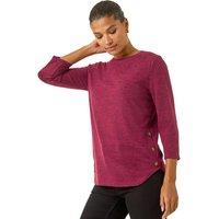 Roman Women's Curved Hem Stretch Top in Plum | Size: 14