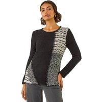 Roman Women's Textured Knit Jumper in Black | Size: 20