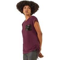 Roman Women's Sequin Pocket Side Ruched T-Shirt in Burgundy | Size: 20