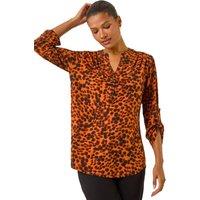 Roman Women's Spot Print Stretch Top in Copper | Size: 16