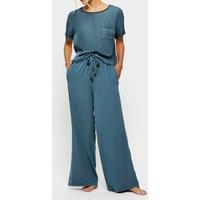 Knickerbox Women's Raye Satin & Jersey Trousers in Blue | Size: 12