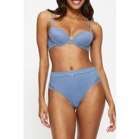 KBX Women's Charlotte High-Waisted Thong in Blue | Size: 14