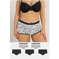 Yours Women's 5 Pack Leopard Shorts in Grey | Size: 34-36