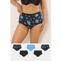 Yours Women's 5 Pack Floral Full Briefs in Black | Size: 18-20