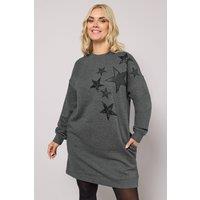 Yours Women's Crew Neck Star Sweatshirt in Grey | Size: 30-32