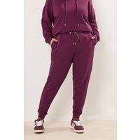 Yours Women's Tie Cuffed Joggers in Burgundy | Size: 18