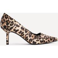Linzi Women's Aim Wide Fit Leopard Satin Classic Court Heel in Brown | Size: 4-Wide Fit