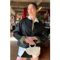 OUTTA BOX Women's Women's Reversible Contrast PU Jacket - Lightweight Outerwear in Black | Size: Medium