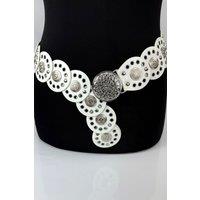 Raffaella Women's Wide Disc Belt in White